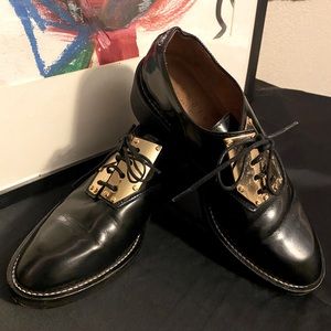 Black Leather Lace Up Sandro Loafer